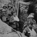a photo of bandaged soldiers in World War 1 in trenches