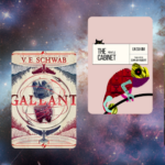 a collage of the covers listed against a galaxy background