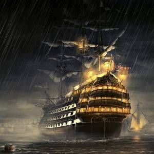 Pirate Ship in Rain