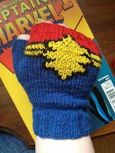 Captain Marvel Fingerless Gloves, by maratini knits