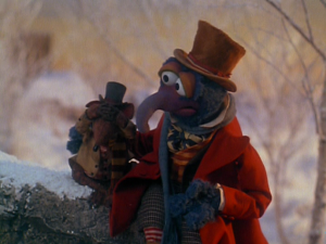 The Muppet Christmas Carol Gonzo comforts Rizzo
