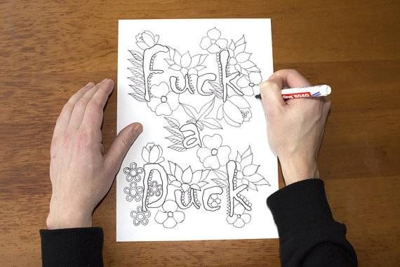 FUCK A DUCK, Digital Download Swear Coloring Book by EdgeandColor on Etsy