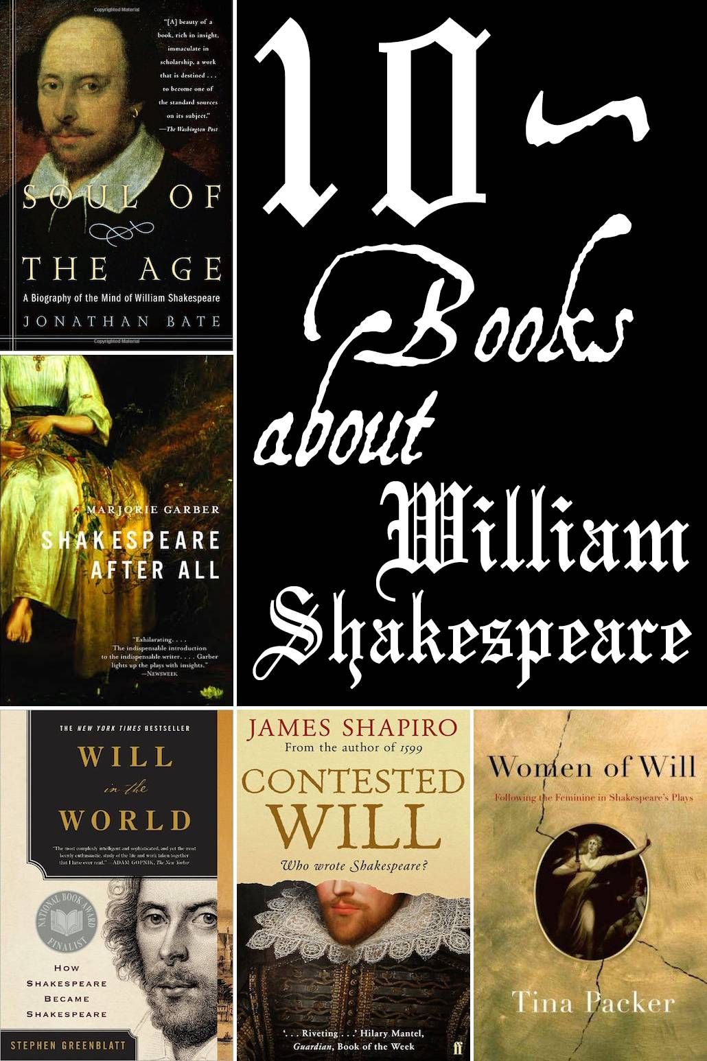 10 books about Shakespeare's life, work, and legacy.