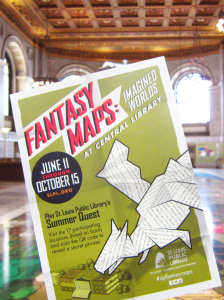 Fantasy Maps postcard for St. Louis Public Library exhibit
