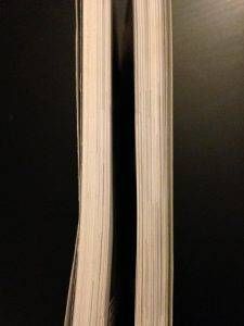 Comparison of the page edges for the first and second halves of Nimona