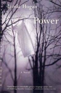 book cover for power: a white dress hangs from bare trees
