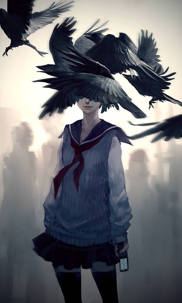 "Nevermore" yuumei illustration of The Raven | Bookriot.com
