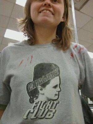Thoughts after working 10 years at a bookstore: T-shirt that says Margaret Fight Club