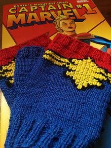 Captain Marvel Fingerless Gloves by Maritini Knits