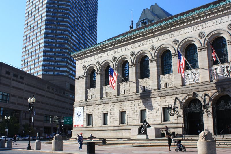 Front of the Boston Public Library. Literary Boston 