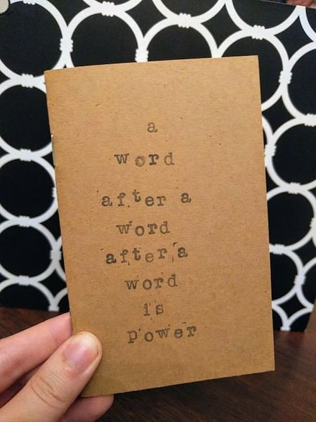 Mini notebook featuring "A word after a word after a word is power" in 25 Inspiring Margaret Atwood Quotes | BookRiot.com