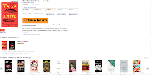 Screenshot of the Amazon page for There There by Tommy Orange