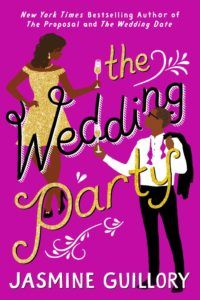 The Wedding Party cover - pink with couple holding champagne