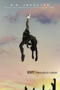 cover of exit, pursued by a bear novel by e.k. johnston