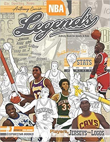 NBA Legends- Basketball Coloring & Activity Book for Adults and Kids- Players, Jerseys and Logos (35 Best Biography)