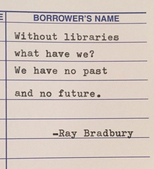 Ray Bradbury typewriter quote on library card by ClairvoyanteBisous