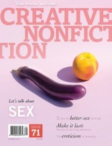 Cover of Creative Nonfiction magazine features a provocative eggplant and peach