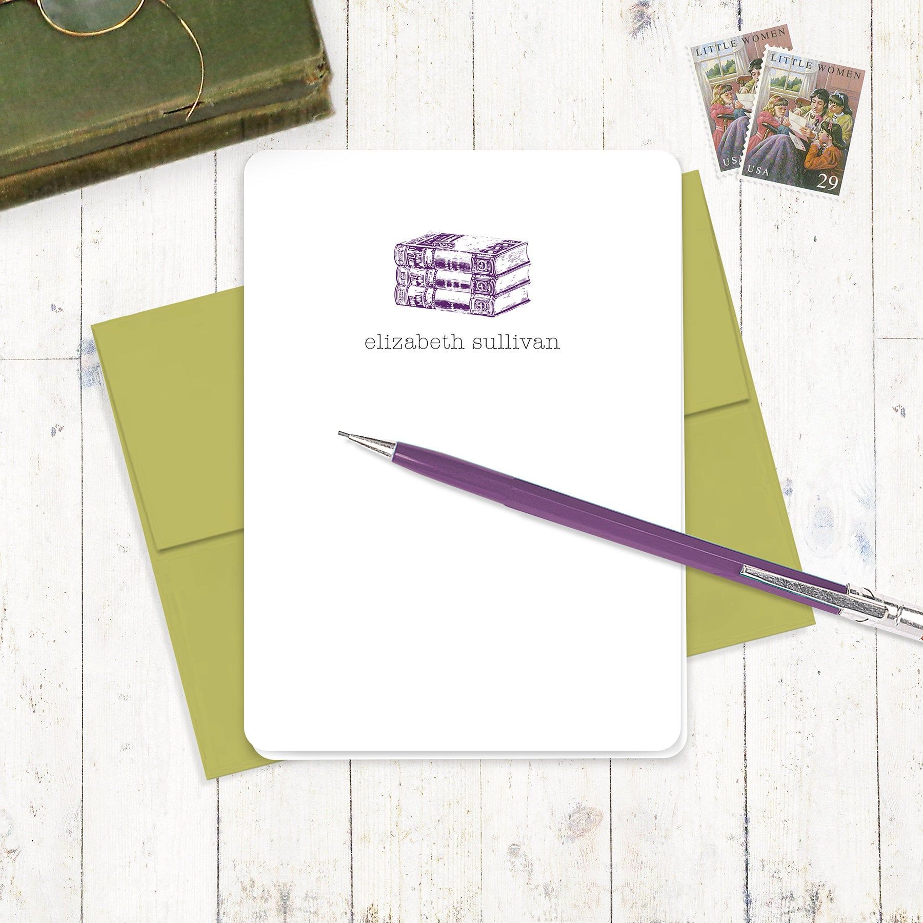 Personalized Vintage Book Stationery Kit