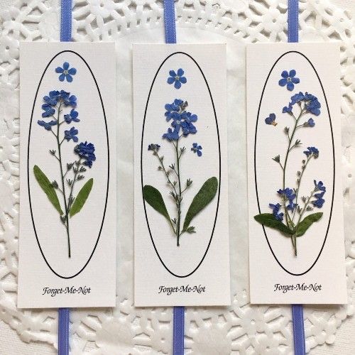 Forget Me Not Floral Bookmark by PatsysPressedFlowers from etsy