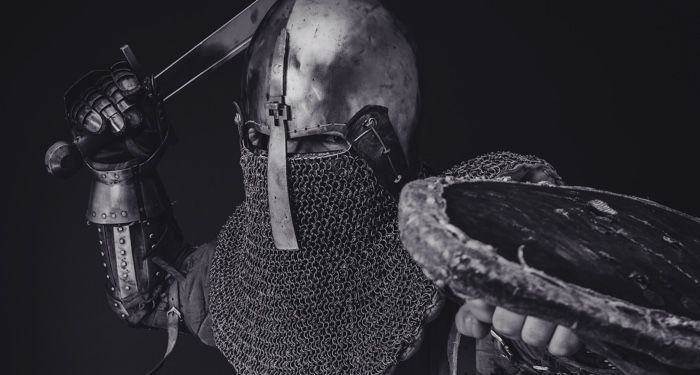 a photo of a knight in armor