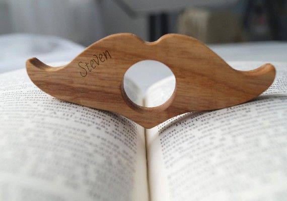 Mustache Book Page Holder by WoodenGiftsPL from Etsy