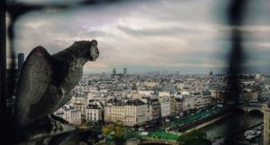 Gothic Poetry: A gargoyle overlooking an overcast city. File name: GothicPoetry1.jpg