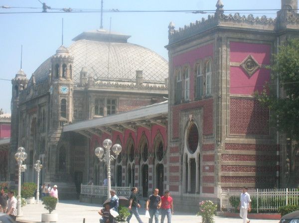 Ornate Pink Train station. 