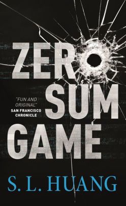a graphical text cover that says Zero Sum Game, in which the O is made of a bullet hole