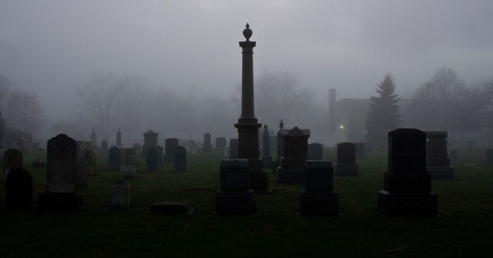 cemetery in the dark