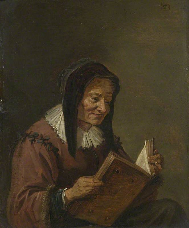 An old woman reading, painted in the manner of David Teniers the younger, circa 1600. Source: National Gallery, UK 