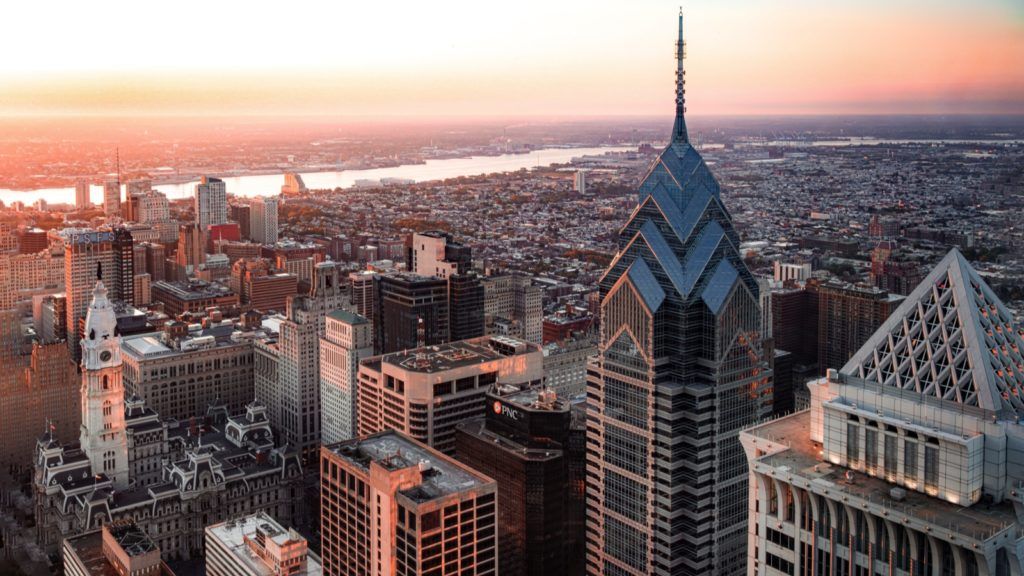 View overlooking Philadelphia cityscape