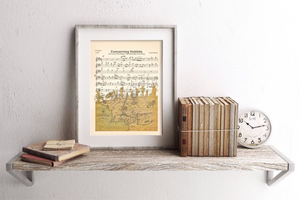 Lord of the Rings artwork with sheet music
