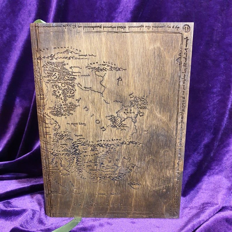 Wooden Middle-earth map journal