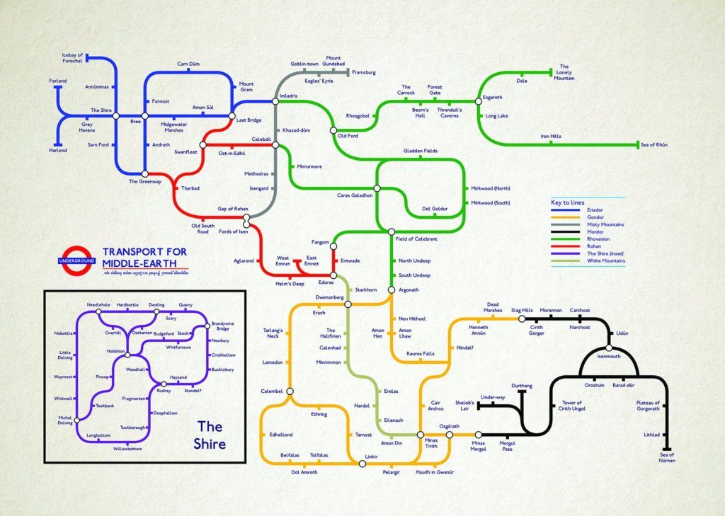 Tube map of Middle-earth