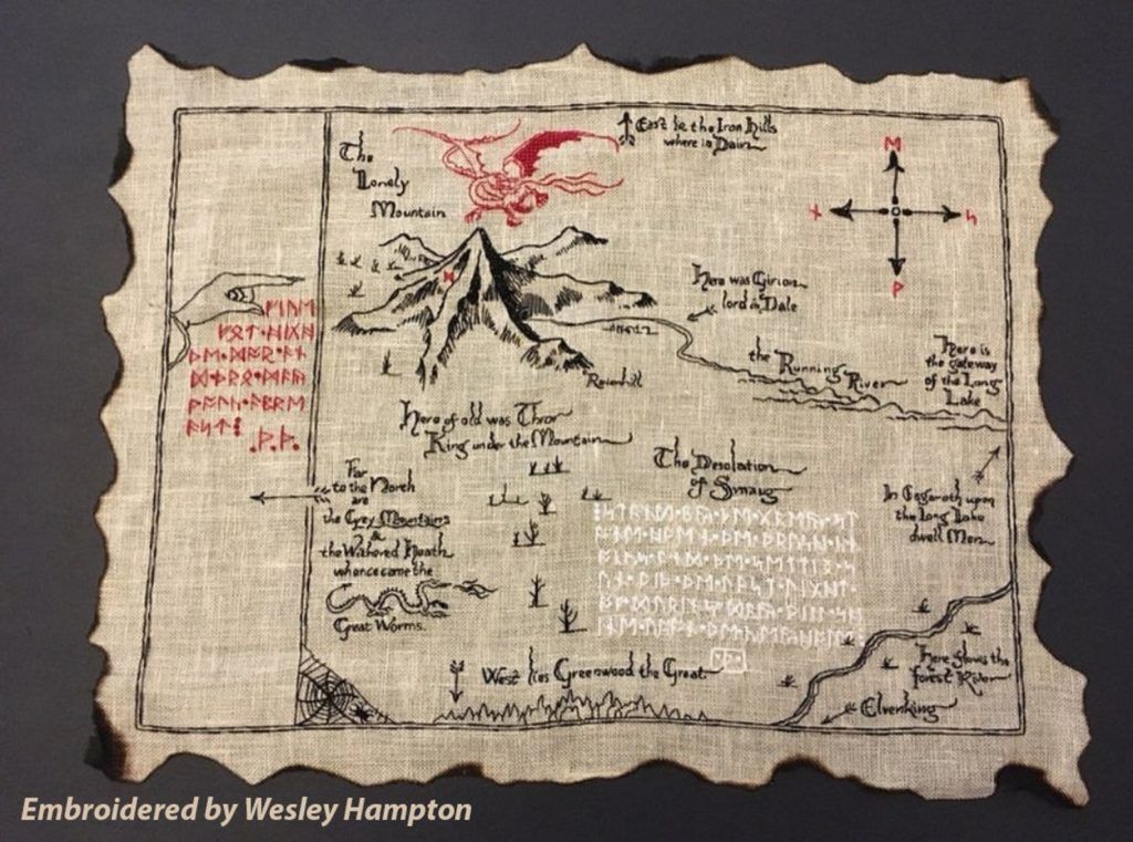 Cross stitch of Middle-earth map
