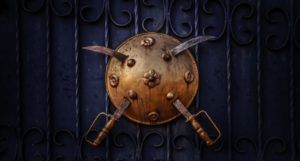 two swords embedded in a bronze shield https://unsplash.com/photos/6CfpUEmNWAU