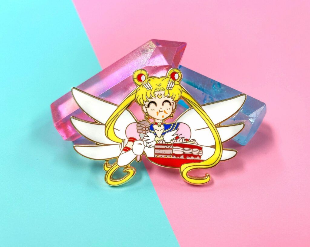 Eternal Sailor Moon eating cake enamel pin