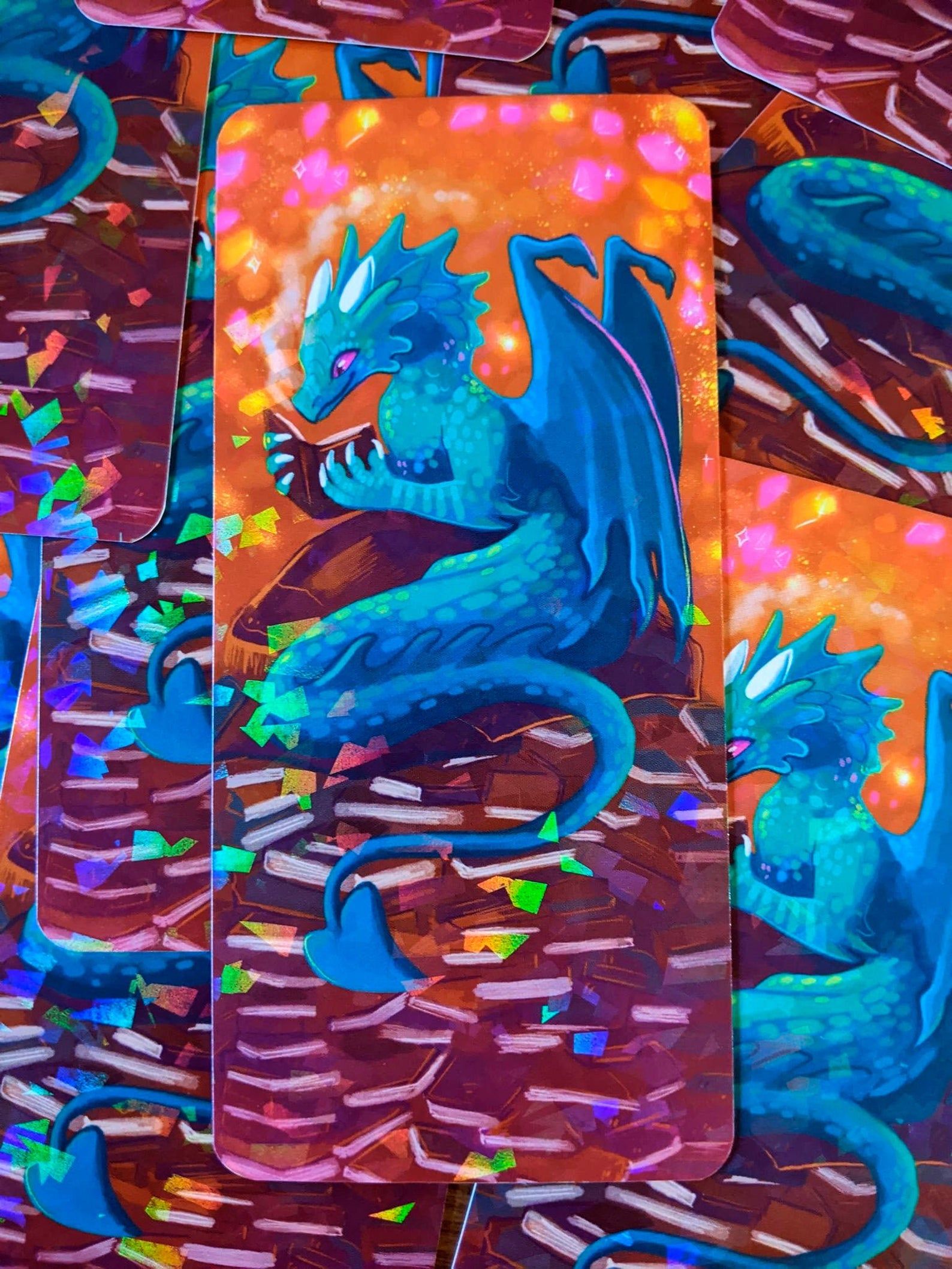 Holographic book wyrm bookmark