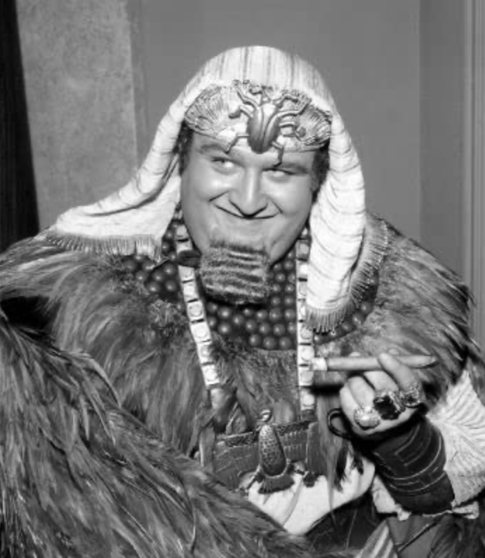 black and white image of Victor Buono as King Tut in BATMAN (1967) https://www.imdb.com/name/nm0120658/mediaviewer/rm4251817984/