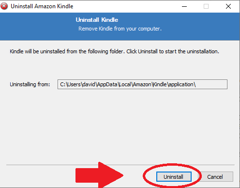 how to uninstall the amazon kindle app pc