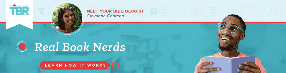 A gif about TBR: Tailor Book Recommendations. It shows various people reading and smiling with the text "Tread Book Nerds Making Tailored Recommendations That Are Really, Really Good. " A red arrow reads "Learn How It Works"