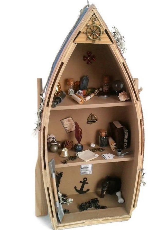 boat bookshelf for dollhouse