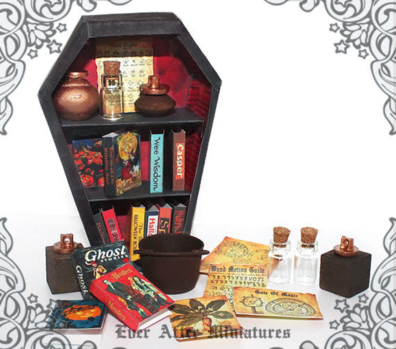 coffin bookcase for dollhouses
