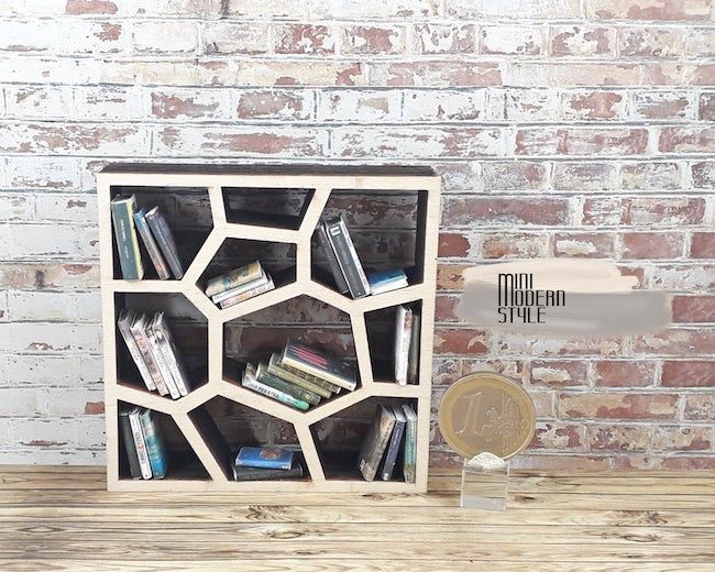 modern low bookcase for dollhouses