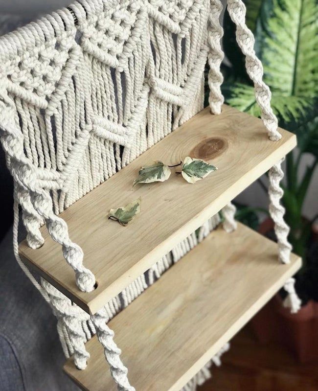 Two shelf with macrame hanging