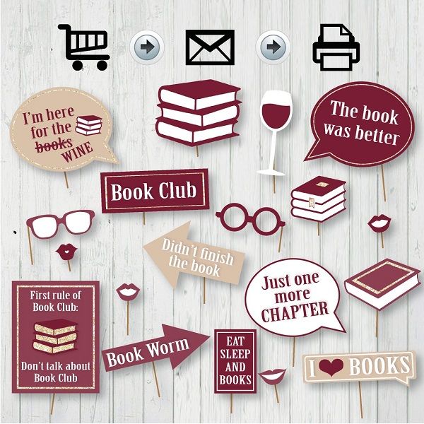book club photo booth props