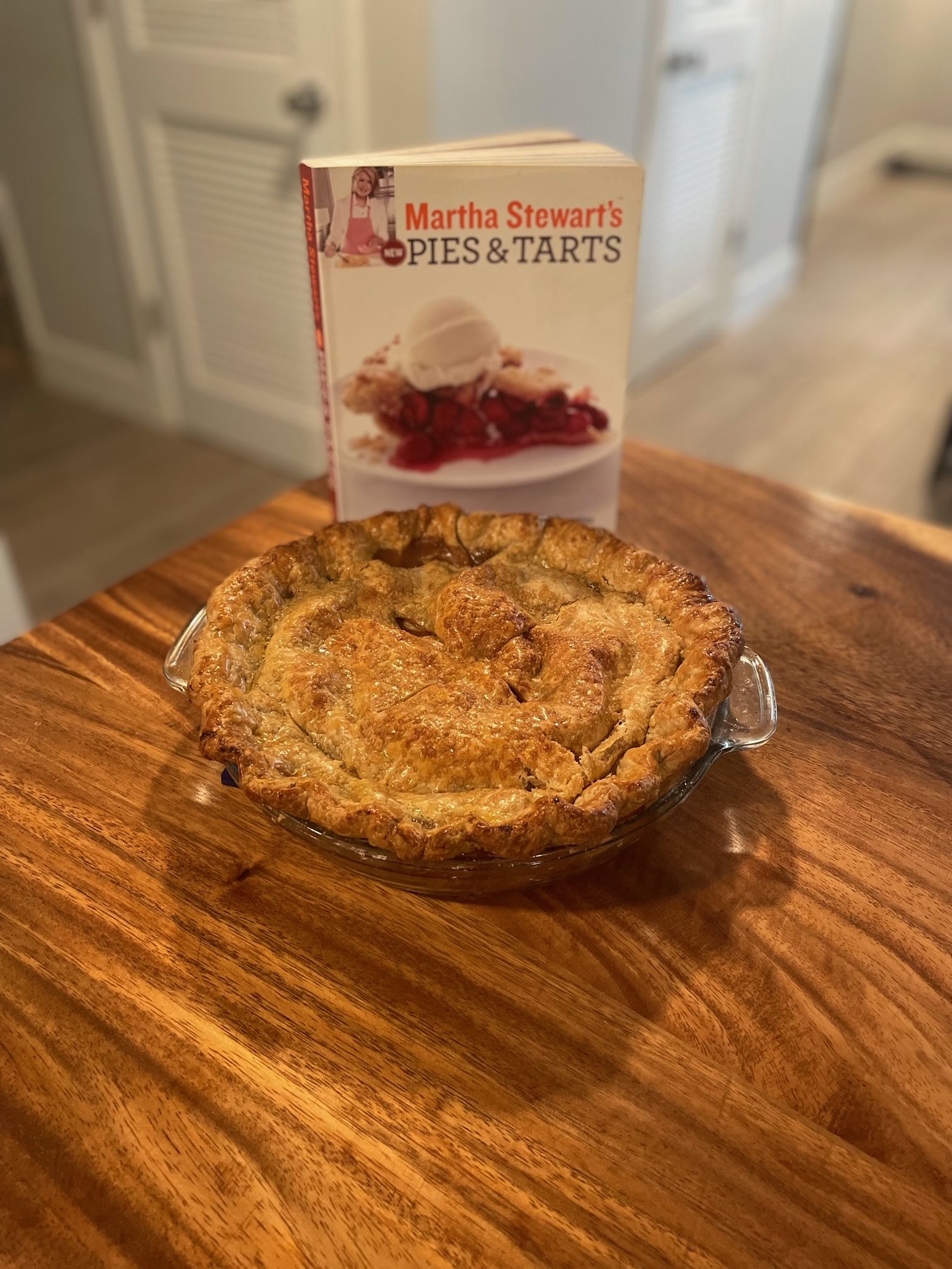 Photo of apple pie with Martha Stewart New Pies and Tarts cookbook