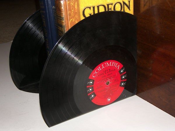 Image of vinyl record bookends