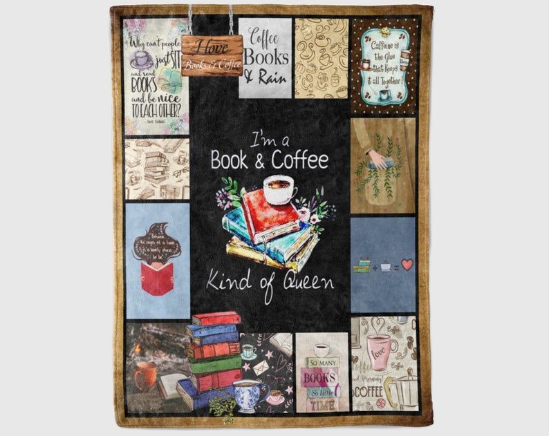 Blanket with books and bookish sayings
