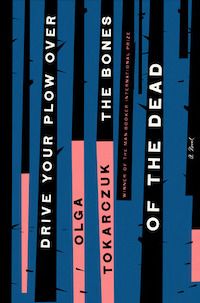 cover of Drive Your Plow Over the Bones of the Dead, which is a very abstracted and stylized illustration of trees in a forest